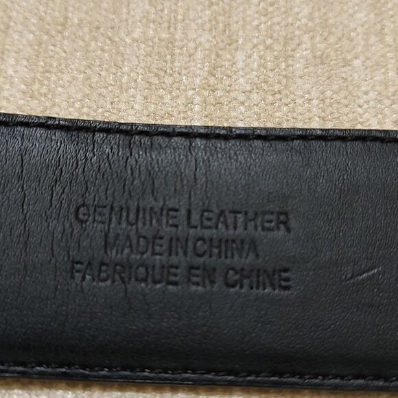 Lauren Ralph Lauren Croc Embossed Gray Leather Belt Silver Buckle Size M - Picture 4 of 11